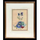 Late 19th century continental school - Still Life of Flowers in a Vase - watercolour, framed &