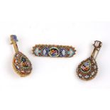 Three Italian micro mosaic brooches (3)Condition ReportFirst brooch has two tessera missing, pin