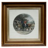 After W J Shayer - Here Come the Hounds - coloured engraving, framed & glazed, 30cms (12ins)