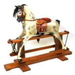 A Haddon Rockers dapple grey safety rocking horse, with leather saddle and reins, 140cms (55ins)