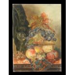 E Sargent - Still Life of Fruit on a Table - oil on canvas, signed lower left, unframed, 26 by 36cms