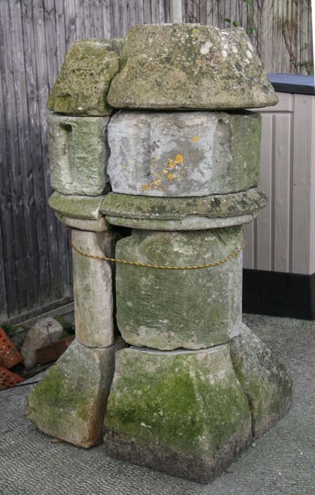A sectional stone column, possibly from a church, 122cms (48ins) high. - Image 3 of 4