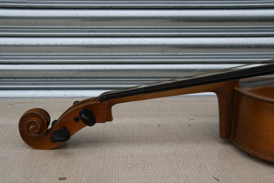 A cello with one-piece back, in a soft carry case, 122cms (48ins) high; together with another - Image 5 of 10
