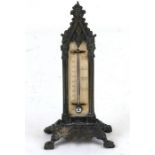 A 19th century Grand Tour style bronze desk top thermometer.17cm (6.5 ins) high