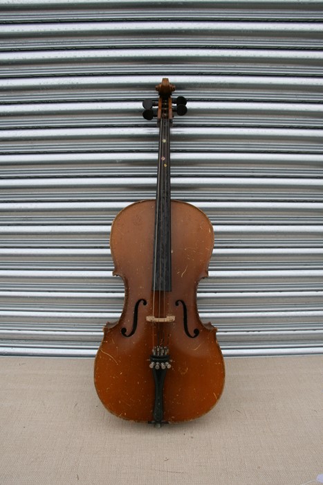 A cello with one-piece back, in a soft carry case, 122cms (48ins) high; together with another - Image 3 of 10