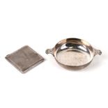 A Mappin & Webb silver quaich, London 1932 together with an Asprey silver compact, Birmingham