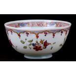 An 18th century enamelled milk glass slop bowl with Chinese style decoration, possibly Bristol,