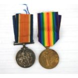 A WW1 Northumberland Fusiliers medal pair named to 57864 Private G.W. Latham. North'D Fus.