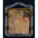 An Art Deco brass and glass picture frame, overall 26 by 33cms (10.75 by 13ins).Condition Reportno