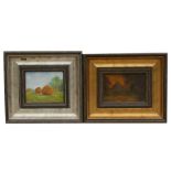 F W Coleman - Wooded Landscape Scene - oil on panel, signed lower left, framed, 30 by 9cms (5 by 3.