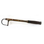 A telescopic brass fishing gaff with turned mahogany handle, 101cms (39.75ins) long extended.
