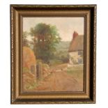 S T Richardson - Farmyard Scene with chickens - signed & dated 1914 lower right, oil on canvas, 36