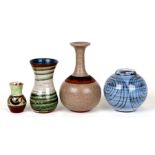 Four Studio Pottery vases to include examples by John Solly, Maidstone Pottery and Marcus