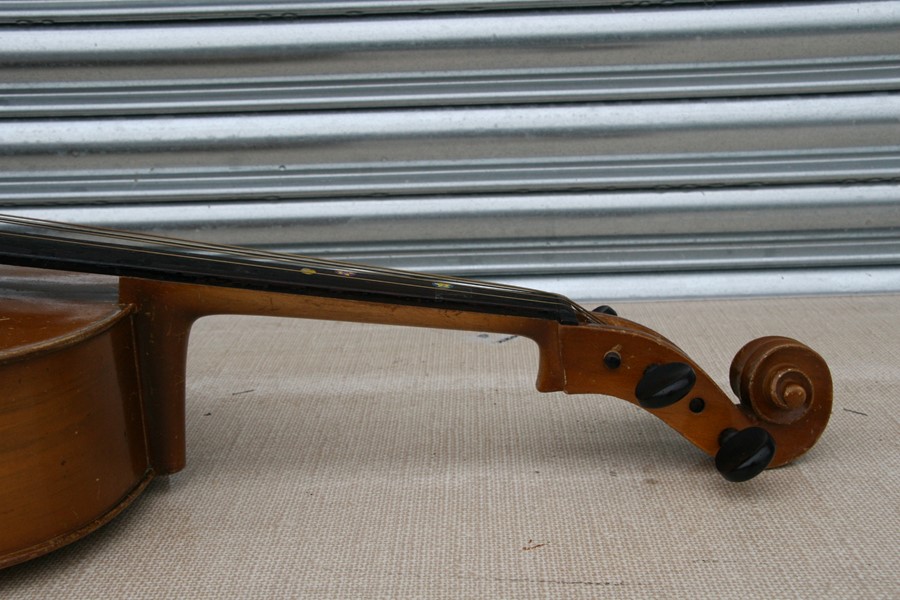 A cello with one-piece back, in a soft carry case, 122cms (48ins) high; together with another - Image 6 of 10