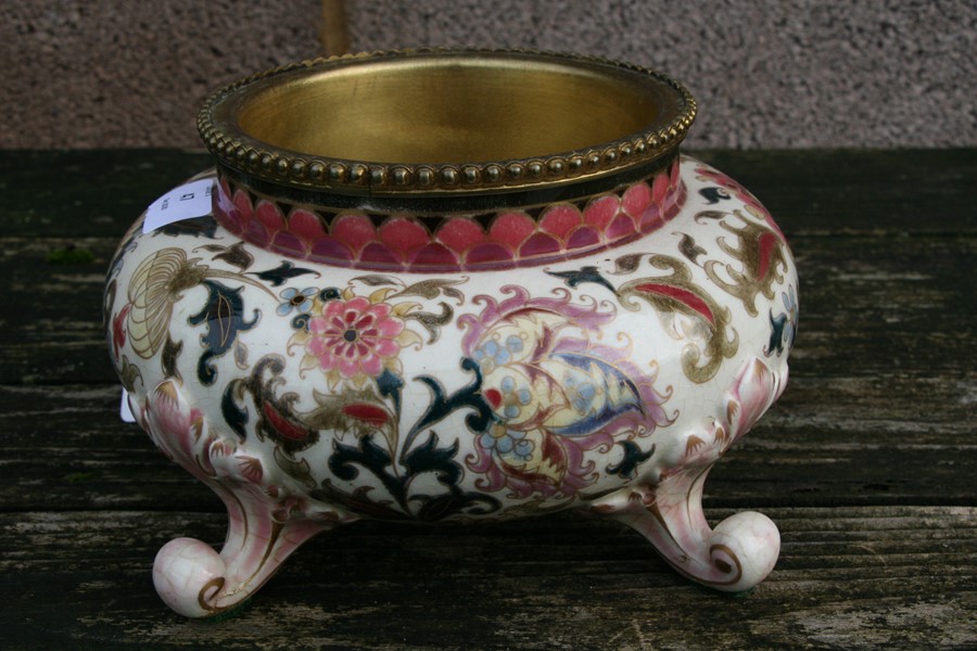 A Zsolnay Pecs oil lamp base, model no. 1570, 15cms (6ins) high.Condition ReportGlaze is very crazed - Image 11 of 13