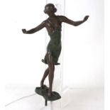 An Art Deco patinated bronze of the dancer Isadora Duncan, her name inscribed to side of painted