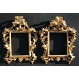 A pair of 19th century Italian giltwood picture frames to hold pictures 15 by 20cms (6 by 8ins) (