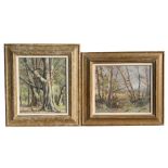 Lord Hampton (mid 20th century British school) - a pair of oil studies of trees in Epping Forest and