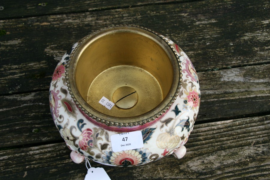 A Zsolnay Pecs oil lamp base, model no. 1570, 15cms (6ins) high.Condition ReportGlaze is very crazed - Image 7 of 13