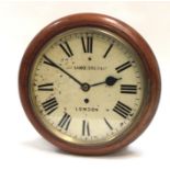 A 19th century mahogany cased wall clock, the 10 inch white painted dial with Roman numerals, signed