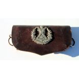 A late 19th or early 20th century Cameron Highlanders brown leather cross belt ammunition pouch