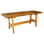 A Monk Man Arts & Crafts style oak refectory table, 183cms (36ins) wide; together with six