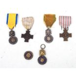 Three French Medaille Militaire 1870 (Military Medal), with two French Croix du Combattant (