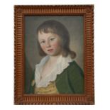 19th century English school - a head and shoulder portrait of a young boy wearing a green jacket and
