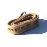 An 08 Pattern .303 Rifle sling. Marked to the reverse with the War Department arrow and DRAKE &