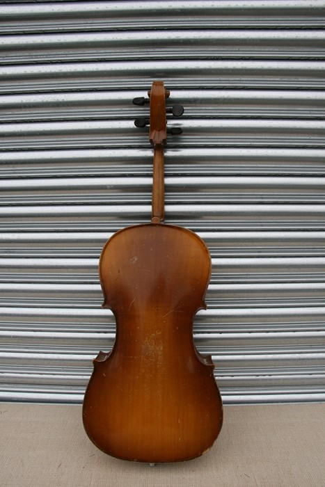 A cello with one-piece back, in a soft carry case, 122cms (48ins) high; together with another - Image 4 of 10