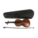 A late 19th / early 20th century German Paolo Maggini Dresden style violin and bow with 38cms (