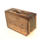 A WW1 M1917 Browning Machine Gun wooden Ammunition Box. Metal hinge and catch with leather carry