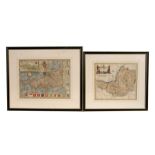 Robert Morden - Somersetshire, Part of Devonshire and Dorsetshire - a hand tinted map; together with