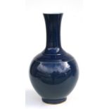 A large Chinese monochrome vase with six character mark to the underside, 39cms (15.25ins) high.