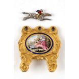 Equestrian interest - A diamond pave set enamel and gold stick pin top in the form of a horse and