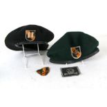 Two Vietnam war period berets and cloth badges, to include Special Forces.