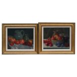 Alison Syms - Still Life of Fruit, Fruit Bowl, Jug & Preserve Pots - oil on canvas, signed lower