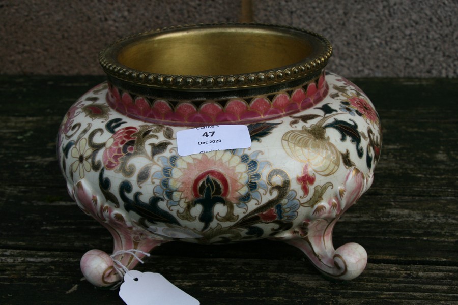 A Zsolnay Pecs oil lamp base, model no. 1570, 15cms (6ins) high.Condition ReportGlaze is very crazed - Image 10 of 13