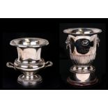 A silver plated two-handled ice bucket, 25cms (9.75ins) high; together with a large silver plated