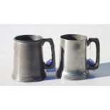 A Ceylon Planters Rifle Corps glass bottomed 1 pint pewter tankard together with another glass