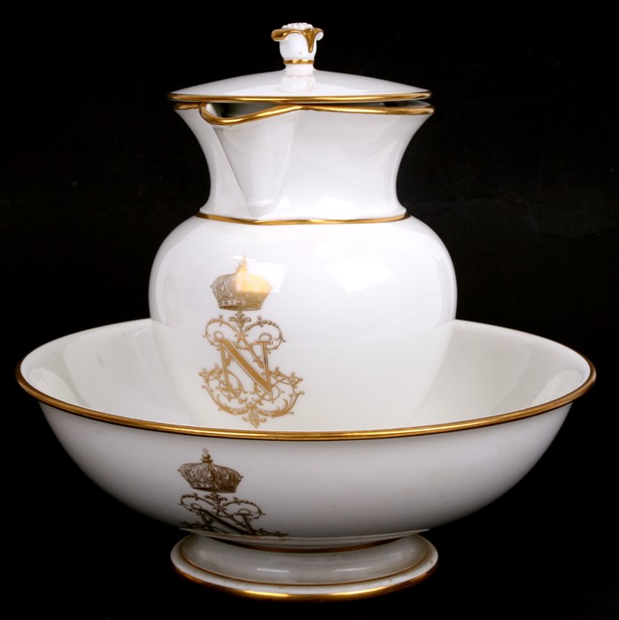 A Sevres porcelain jug and bowl set, formerly the property of Louis Napoleon III, the last French - Image 2 of 14