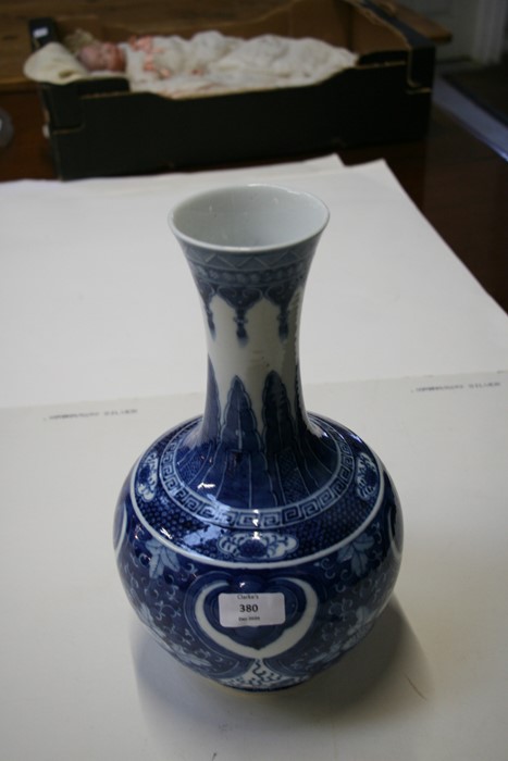 A large Chinese blue & white vase decorated with flowers and dragons, four character blue mark to - Image 10 of 13
