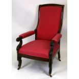 A Regency mahogany armchair with upholstered seat and back.