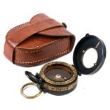 A WWI Leather Cased Barkers Patent Military Handheld Prismatic Compass - Patents 1818/15 103019/16