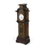 A 19th century style oak miniature longcase clock, the hood and trunk with applied brass decoration,