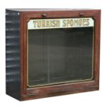 A late Victorian / Edwardian mahogany shopkeeper's display cabinet with a single glazed panel