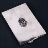A large Eastern silver cigarette case with the badge of the Gordon Highlanders to the front. 12cm (