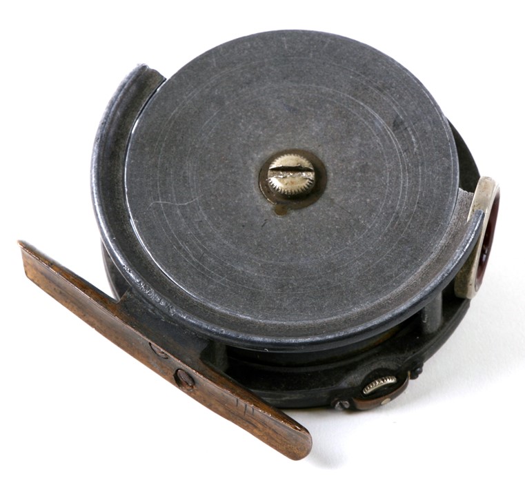 A Hardy Perfect brass faced 3 inch fly reel, with 3/4 inch wide drum, ivory handle and agate line - Image 5 of 9