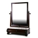 A Victorian mahogany toilet mirror with white marble top above two drawers, 56cms (22ins) wide.