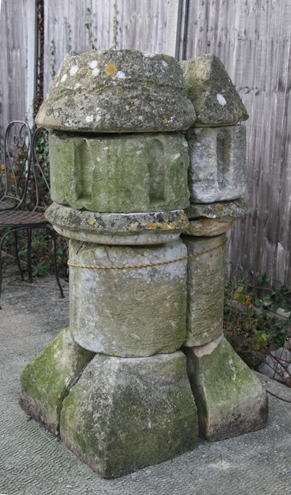 A sectional stone column, possibly from a church, 122cms (48ins) high. - Image 2 of 4